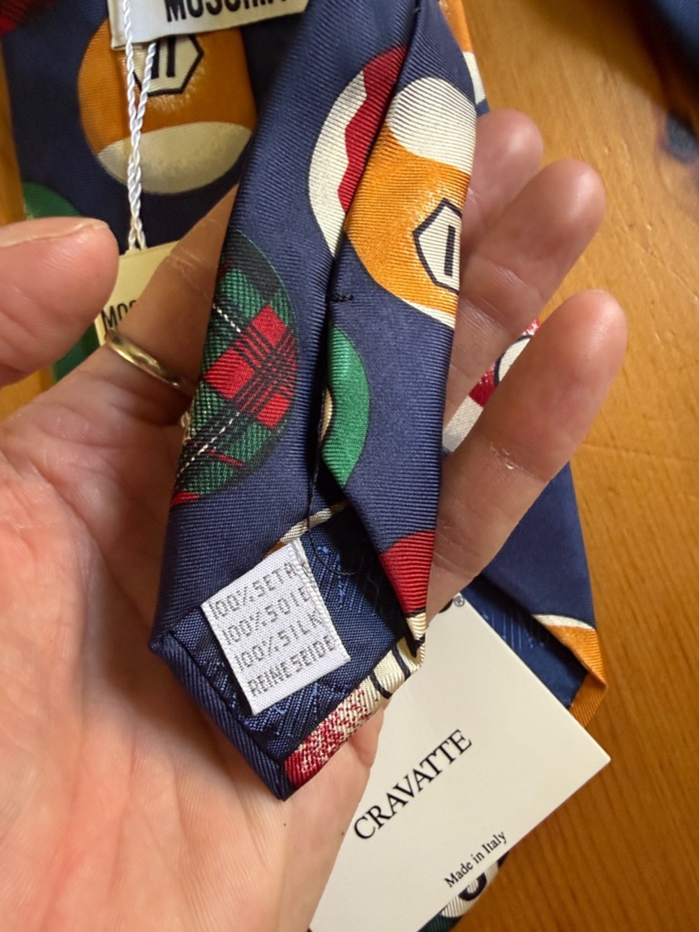 NEW Moschino vintage 1994 billiards silk tie - Picture 7 of 7